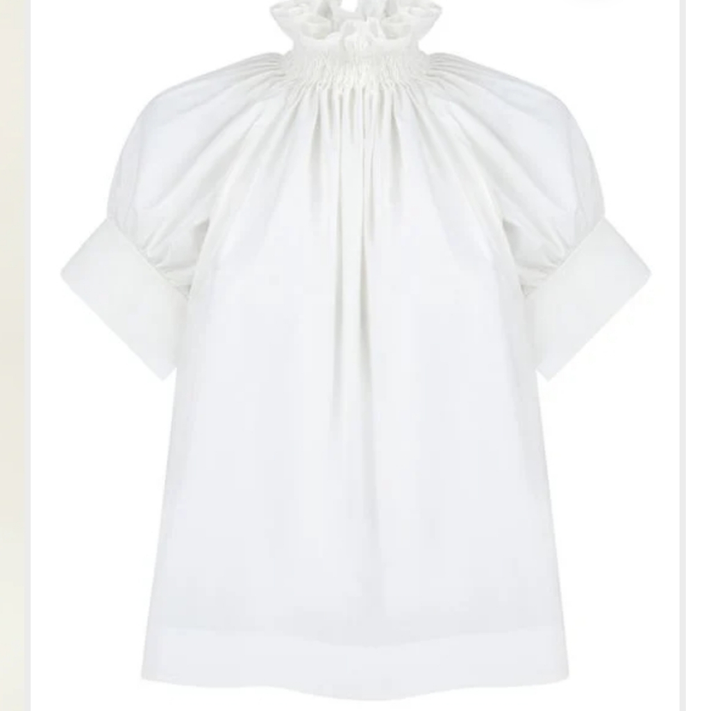 Monica Nera White Ruffled Blouse